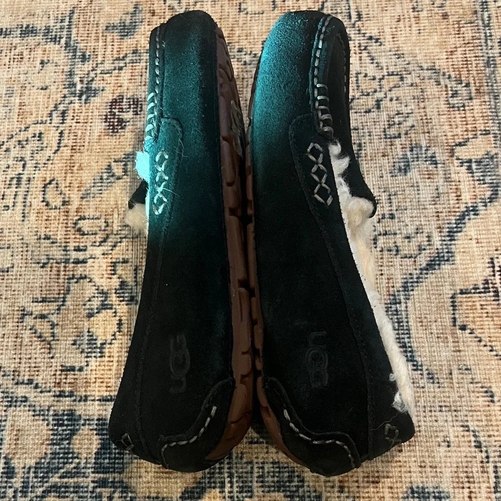 UGG Black Suede Moccasin Slippers size 5